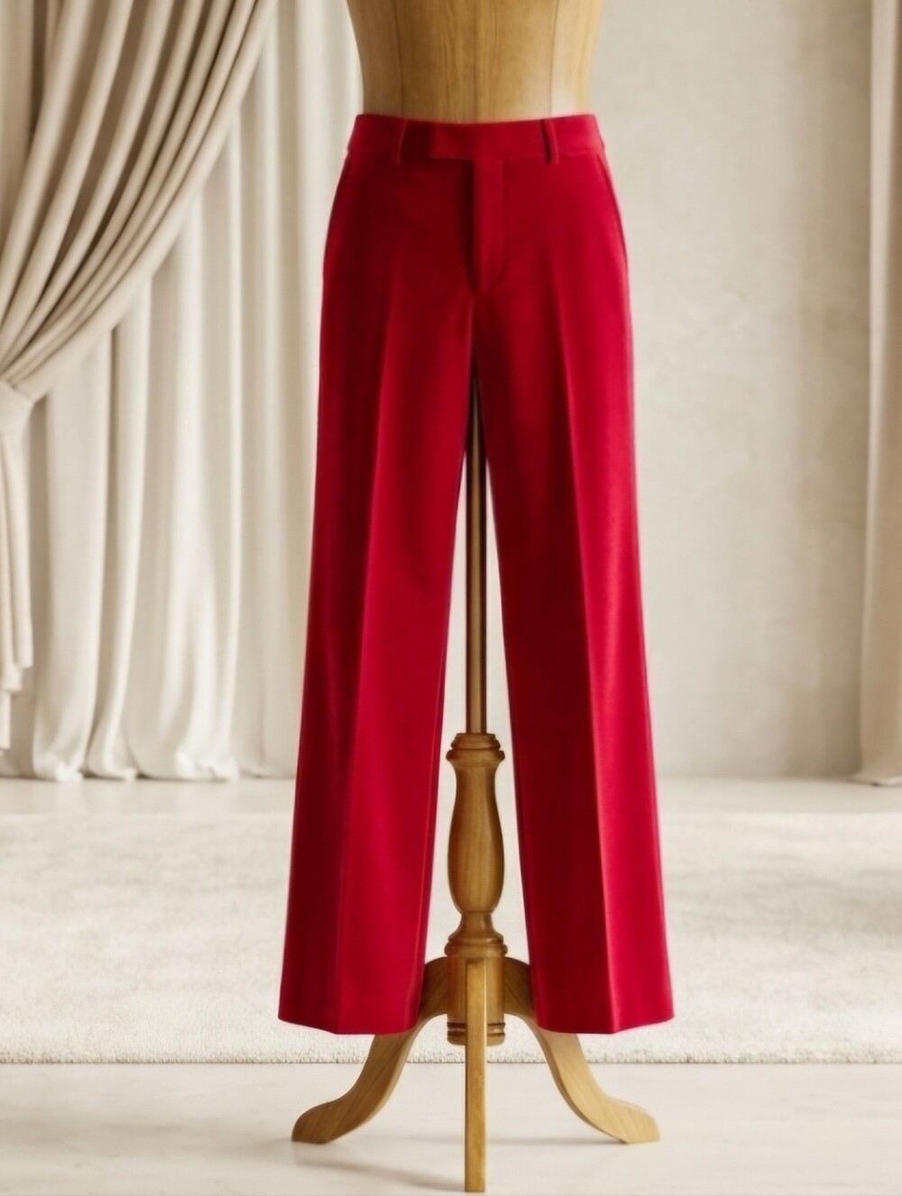 Talbots Red Velvet Flat Front Pants | Size 4P